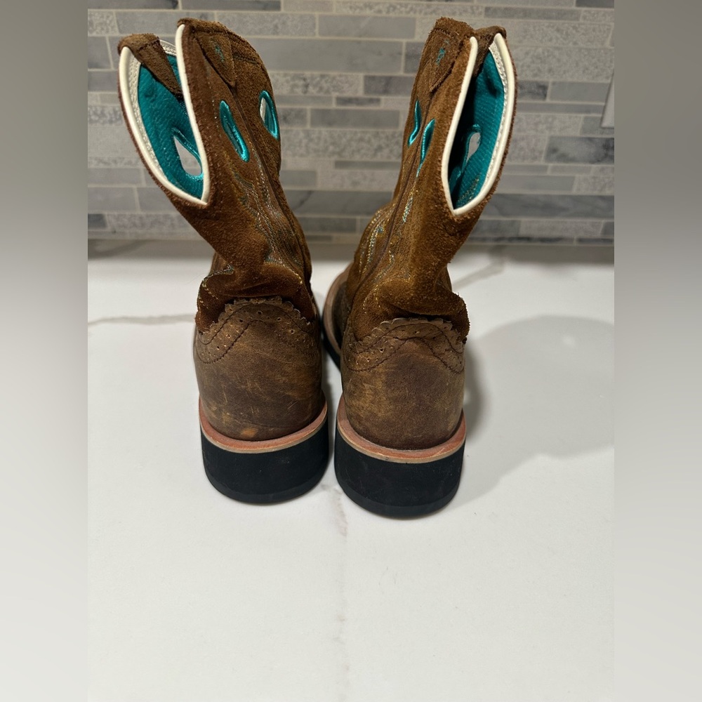 Ariat Fatbaby Brown Turquoise Cowgirl Boots-Size 7.5B - Picture 4 of 8